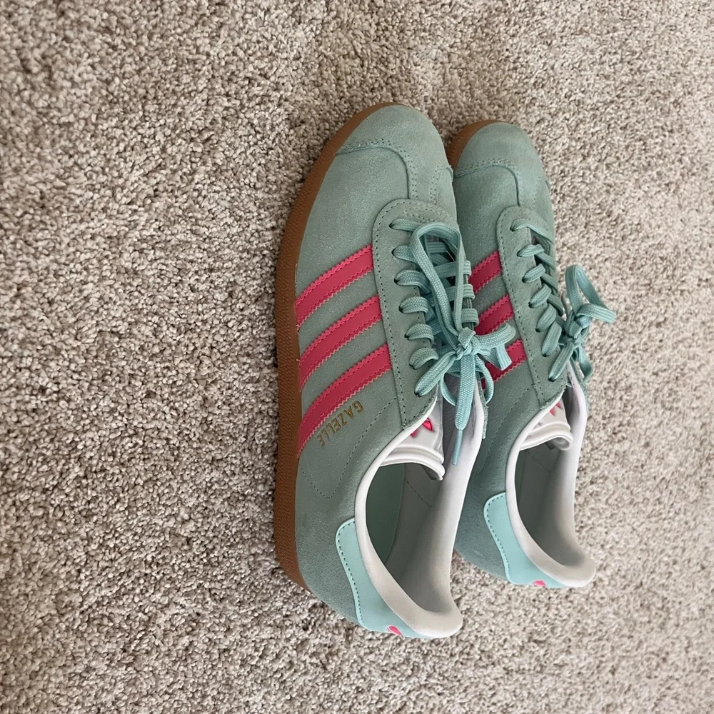 Adidas Mint and Pink Classic Gazelles - Picture 2 of 3